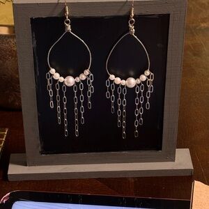 Elegant Silver and Pearl Dangle Earrings